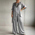 Womens Loose Casual Set With A Crew Neck And Asymmetrical Hem