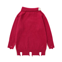 Autumn And Winter Design Sense Niche Women's Diagonal Collar Idle Style Loose And Warm Knitwear