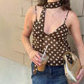 Women's V-neck Backless Polka-dot Camisole, Plus A Complimentary Silk Ribbon
