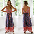 Europe and the United States spring and summer EBAY hot sale jumpsuit sexy sling straps waist print jumpsuit ZC3075