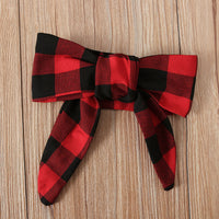 Girls' long-sleeved plaid one-piece two-piece suit