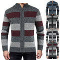 Contrast Wide Stripe Stand Collar Sweater Coat