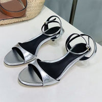 Women's Leather French-style Retro Open Toe Sandals With Kitten Heel