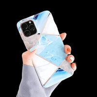 Stitched geometric marble phone case