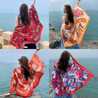 Multicolored Flower Pattern Shawl Sun-proof Scarf Mask