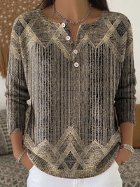 Creative Pattern Women's Drop Shoulder Round Neck Long Sleeve T-Shirt