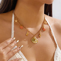 Beach Ocean Shell Double Layered Stacked Necklace