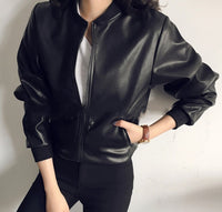 2021automne Nouvelle Version  De La Femme Mince Slim En Cuir Pu  Veste Courte Femme Veste En Cuir De Moto Sauvage
