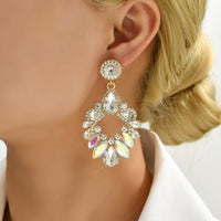 Crystal Wreath Drop Earrings Sparkly Rhinestone Statement Jewelry For Women Wedding Party Prom Festival Daily Wear