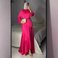 Womens Fashion Satin Ruffle-Trimmed Strap Dress