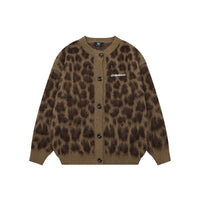 Retro Personalized Leopard Print Knitted Sweater Cardigan