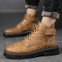 Men's High Top Round Toe Retro Work Boots