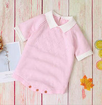 Short sleeve knitted solid color fart romper