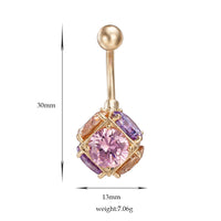Colored square crystal ball navel ring belly button