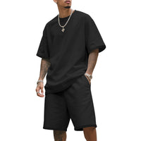 Mens Loose-Fit Summer Sports Short-Sleeve Suit