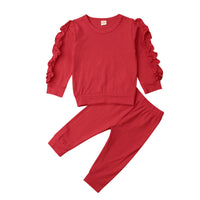 Solid children's lace sleeve toddler suit