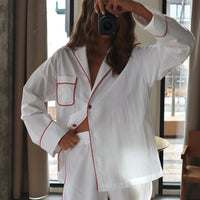 Solid-color Patchwork Casual Cozy Loungewear Two-piece Set