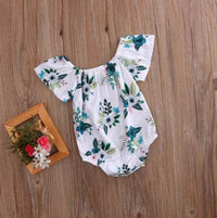 Adorable Newborn Baby Girl Flower Trumpet Sleeves Romper Jumpsuit Sunsuit Outfits 0-24M