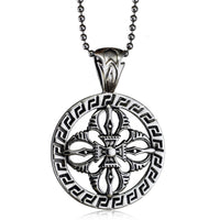 European And American Retro Personalized Hollow Cross Round Titanium Steel Pendant