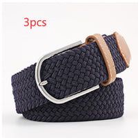 Women's Canvas Belt Student Pants Casual Stretch Braided Needle Buckle