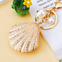 Rhinestone Pearl Shell Car Key Ring