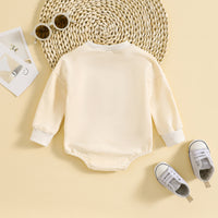Boys And Girls Round Neck Long Sleeve Letter Printing Rompers Jumpsuit Multicolor