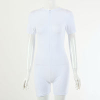 Round neck short sleeve jumpsuit