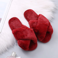 New style cross fur slippers women autumn and winter