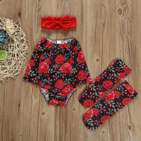 Long-sleeved rose print halter