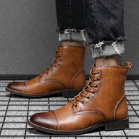 Men's Martin Boots Men's Shoes Pointed Toe Retro Leather Boots