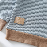 Non-hooded Striped Cotton Blue Pullover Blouse And Pants