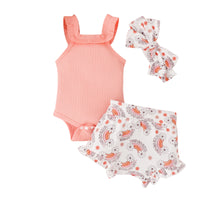 Infant Toddler Romper Rainbow Printing Shorts Two-piece Suit