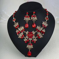 Rhinestone Pearl Earrings And Necklace Set Women