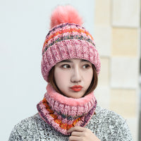 Color block bib knitted hat