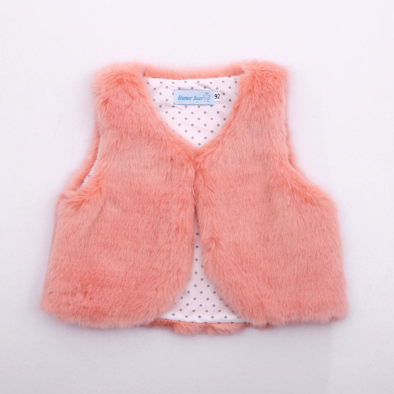 New Arrival baby Girls' Faux Fur vest baby clothing Cute Outerwear baby girl clothes children clothing warm vest