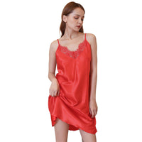 Plus Size Summer Thin Satin Silk Nightdress