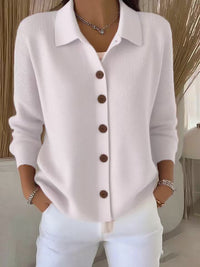 Button-knitted Lapel Sweater Cardigan Coat For Women