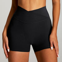 Nude Feel Cross High Waist Yoga Shorts Women's Tight Sports And Fitness Shorts