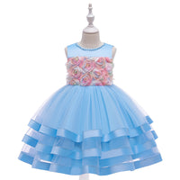 Children's dress, princess dress, pearl three-dimensional flower dress