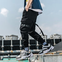 Multi-pocket hip-hop cropped cropped overalls