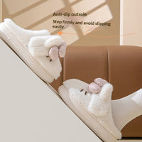 Instagram-Style Fluffy Cotton Slippers With A Cat And Bow Design For Cozy Warmth