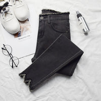 High-rise jeans female nine-point trousers