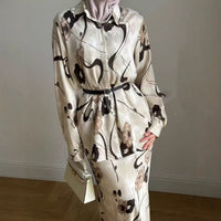 Women's Fashion Satin Printed Skirt Set
