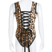 Lace leopard print swimsuit