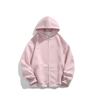 Men's Solid Color Simple Loose Zip Cardigan Hoodie