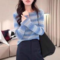Gentle Graceful And Fashionable Dopamine Striped Sweater