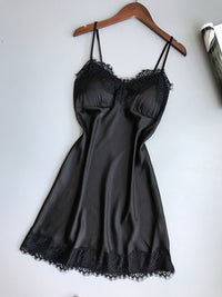 V-neck lace hem strap nightdress