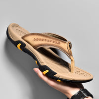 Genuine Leather Flip Flops Outdoor Wear Non-slip