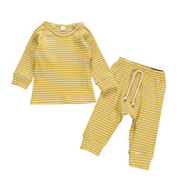 Two piece children's suit with striped top and trousers