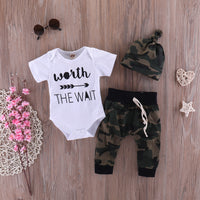 Army Green Letter Arrow Baby Hooded Set